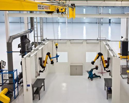 Interior robotics in the Rolls Royce Crosspointe Rotatives Facility.